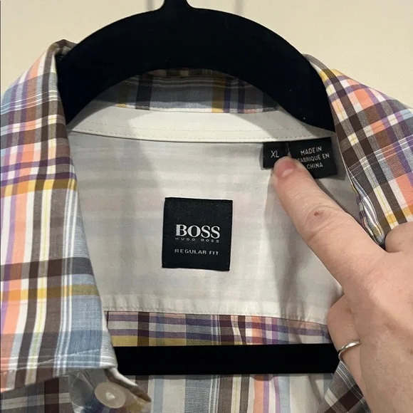 Hugo Boss Checkered Shirt in Blue and Red - Picture 2 of 2